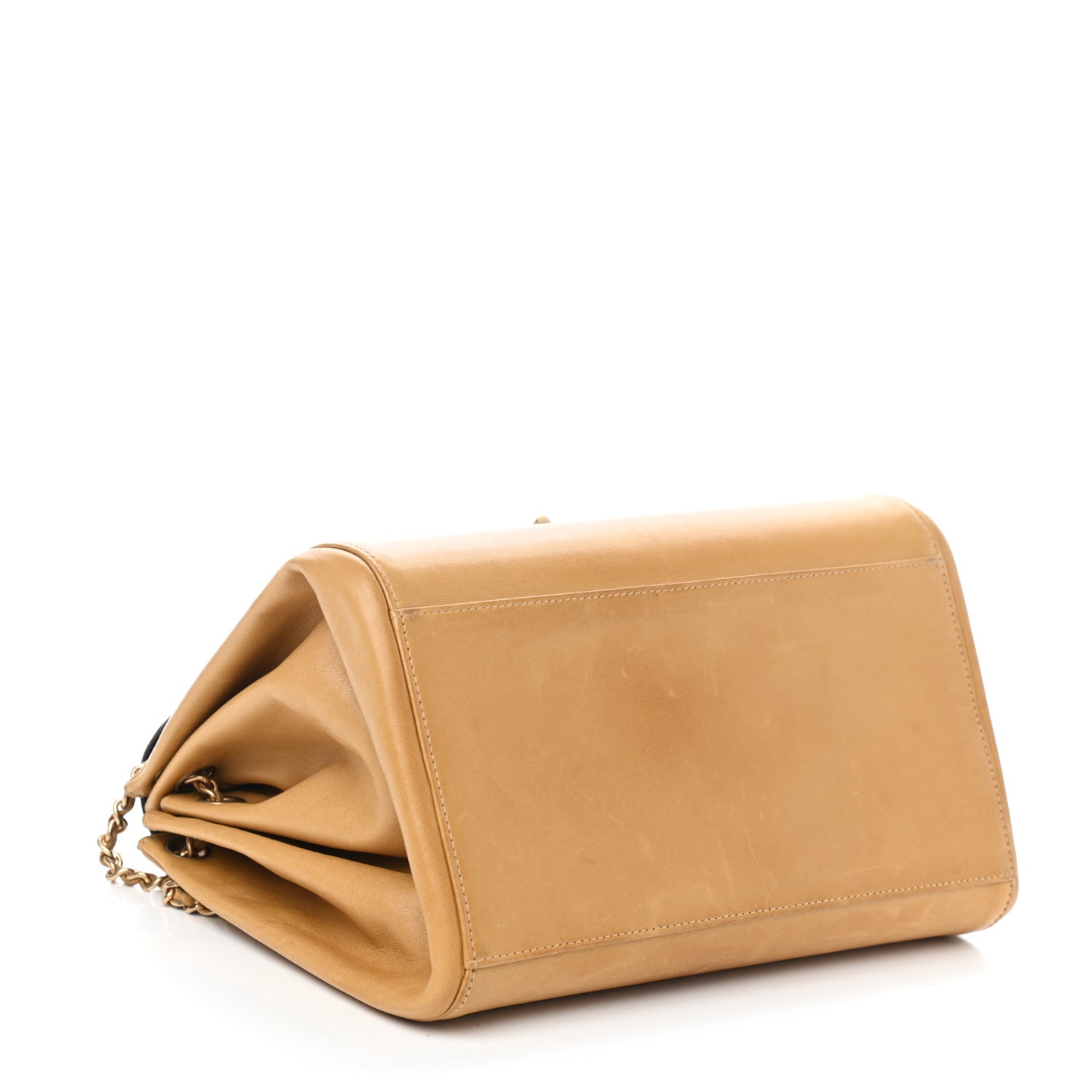 Lambskin Chocolate Bar Accordion Flap Beige