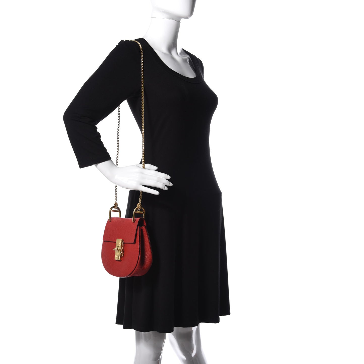 Grained Lambskin Mini Drew Shoulder Bag Plaid Red