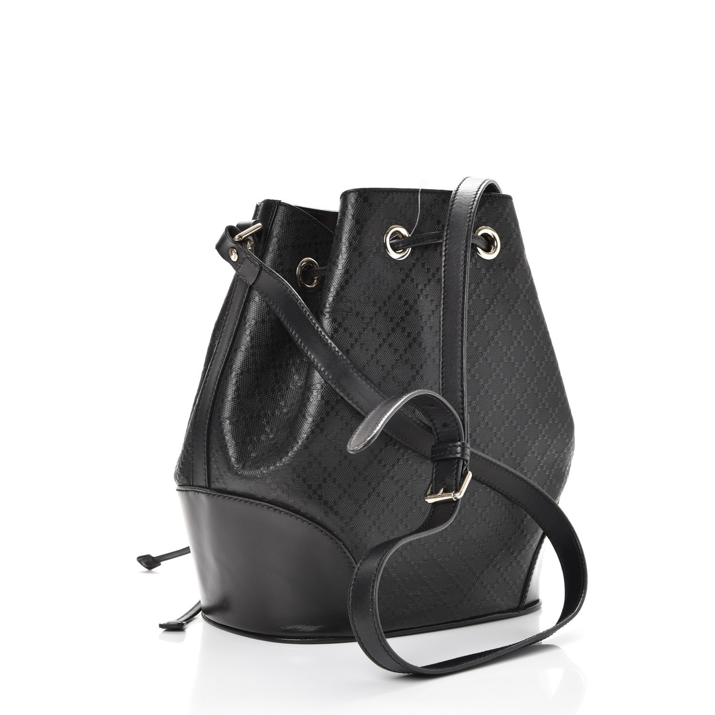 Bright Diamante Medium Bucket Bag Black