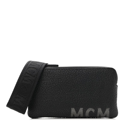 MCM Calfskin Wristlet Logo Pouch Black 1 of 7