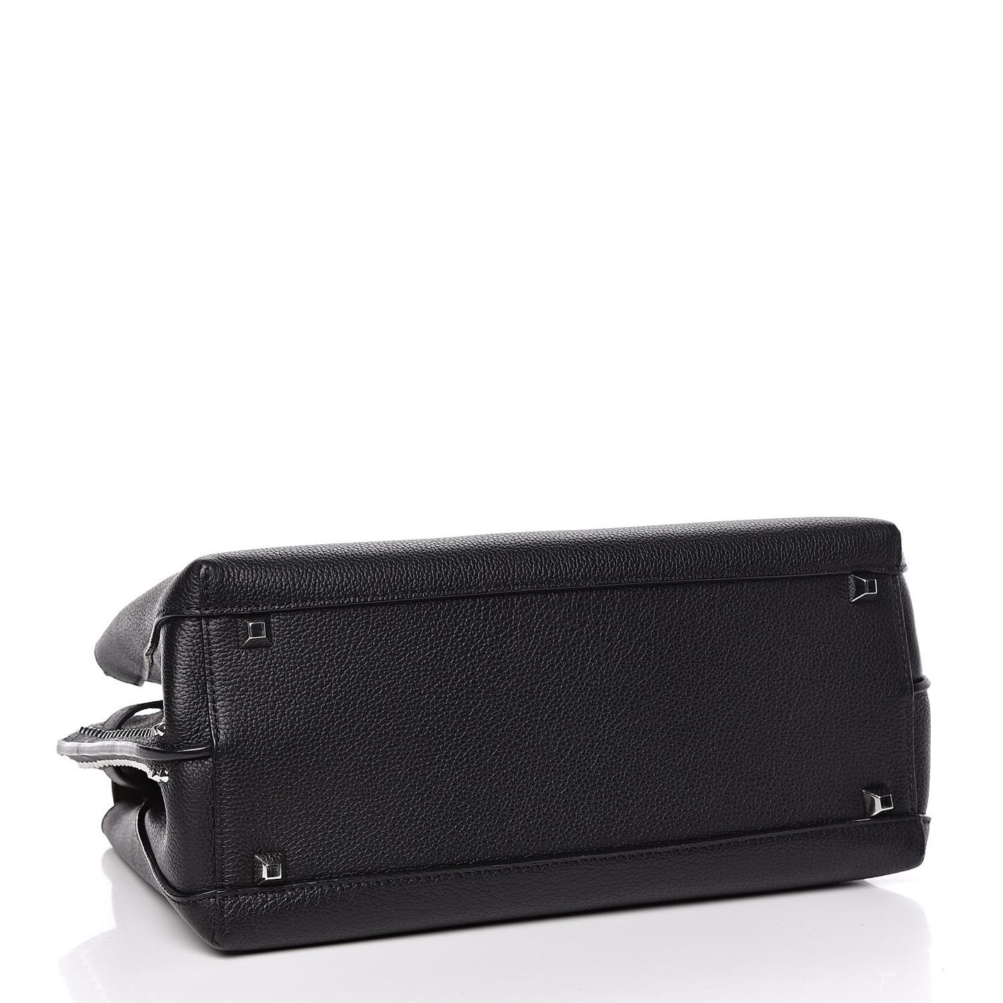 Grained Calfskin Studded Medium Milla Tote Black