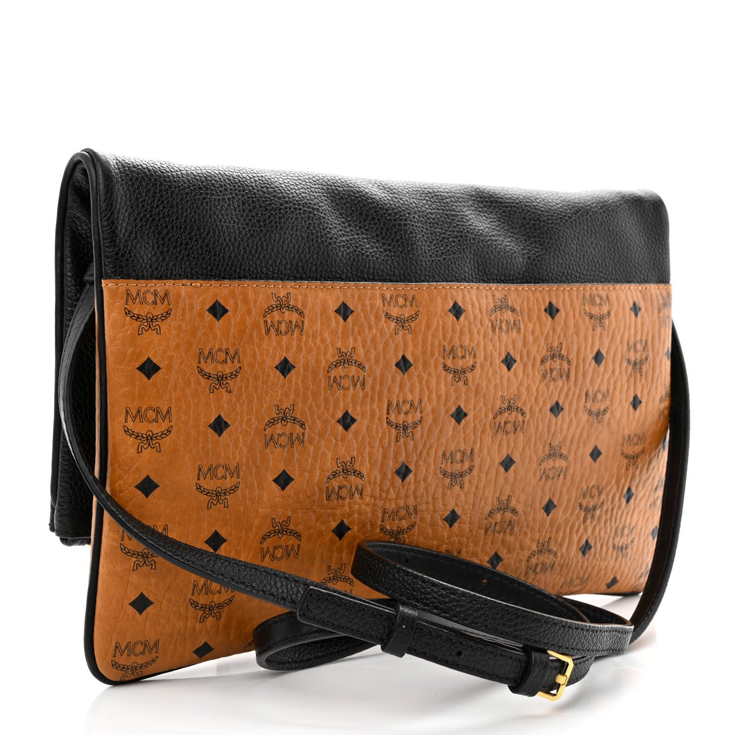 Visetos Corina Foldover Crossbody Bag Cognac Black