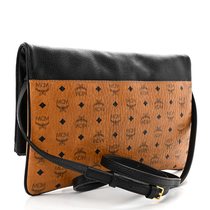MCM Visetos Corina Foldover Crossbody Bag Cognac Black 3 of 11