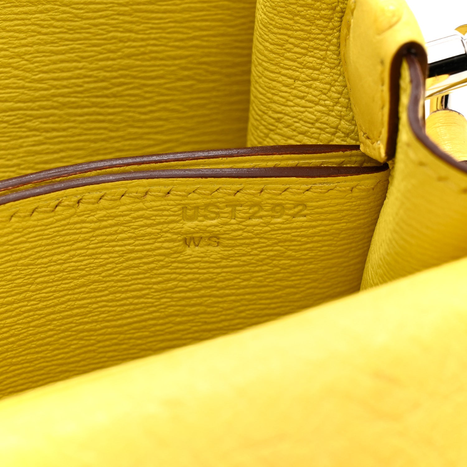 Hermes Ostrich Mini Sac Roulis Jaune Citron 7 of 14