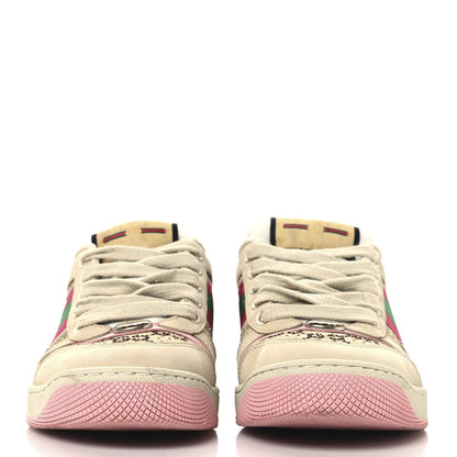Gucci Calfskin GG Supreme Crystals Web Screener Sneakers 36 Beige Ebony Wild Rose 3 of 9