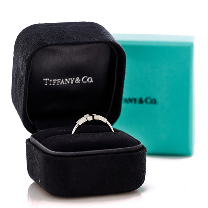 Tiffany 18K White Gold Diamond T Wire Ring 57 8 5 of 5