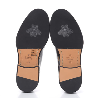 Gucci Calfskin Bee Star Embroidered Mens Captoe Derby Loafers 7.5 Black 5 of 10