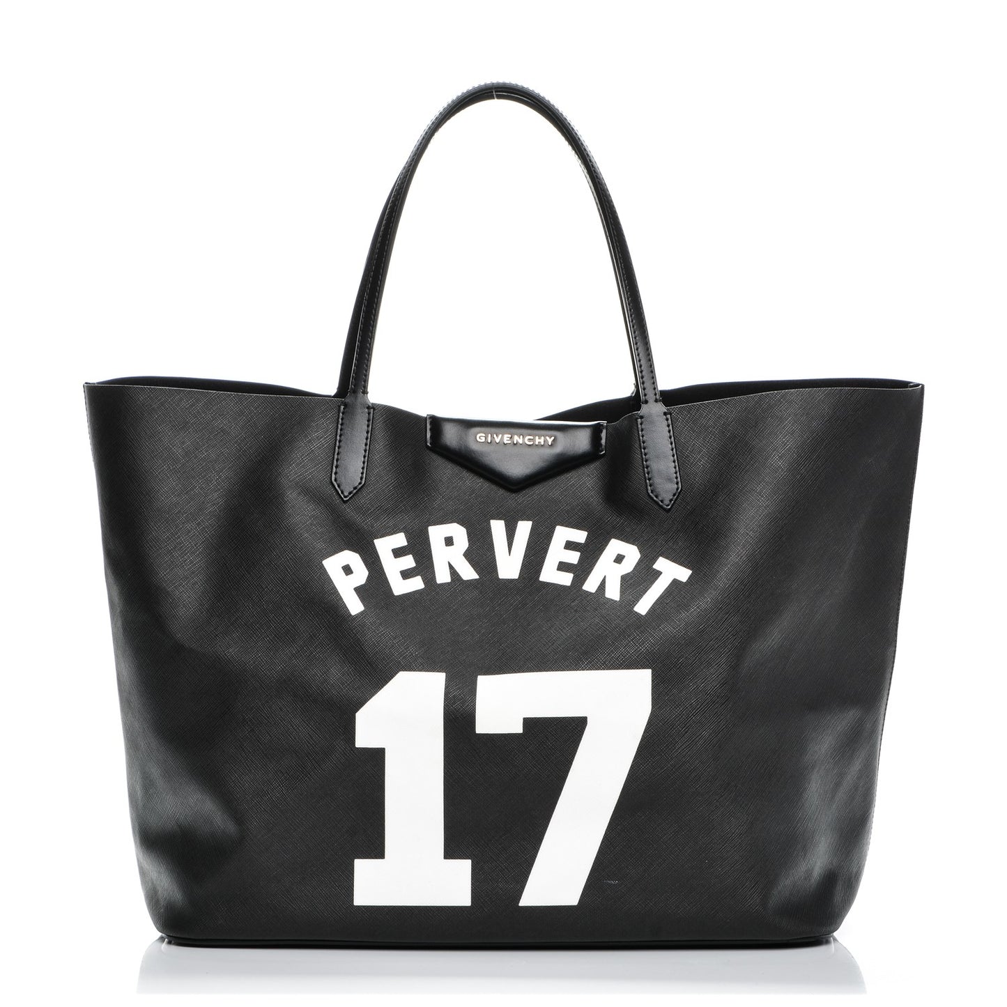 Textured Coated Canvas Print Large Antigona Tote Black