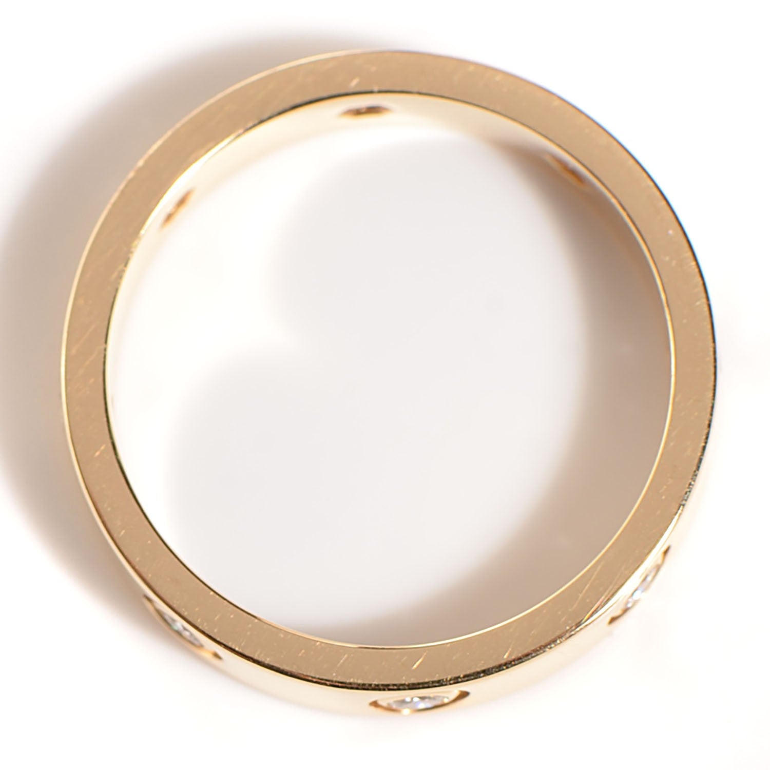 Cartier 18K Yellow Gold 8 Diamond 4mm LOVE Wedding Band Ring 50 5.25 4 of 5