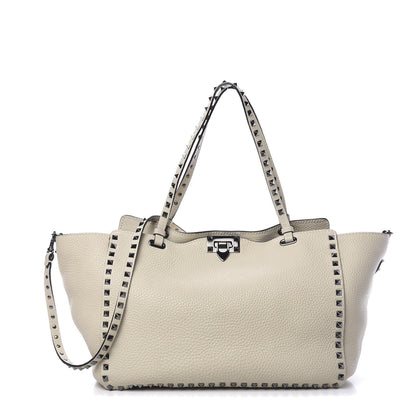 Valentino Garavani Alce Printed Calfskin Medium Rockstud Tote Light Ivory 1 of 9