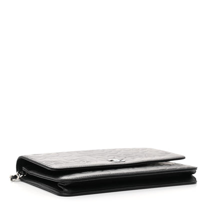 Chanel Lambskin Camellia Embossed Wallet on Chain WOC Black 4 of 12