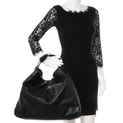Gucci Leather Large Horsebit Chain Hobo Black 2 of 7