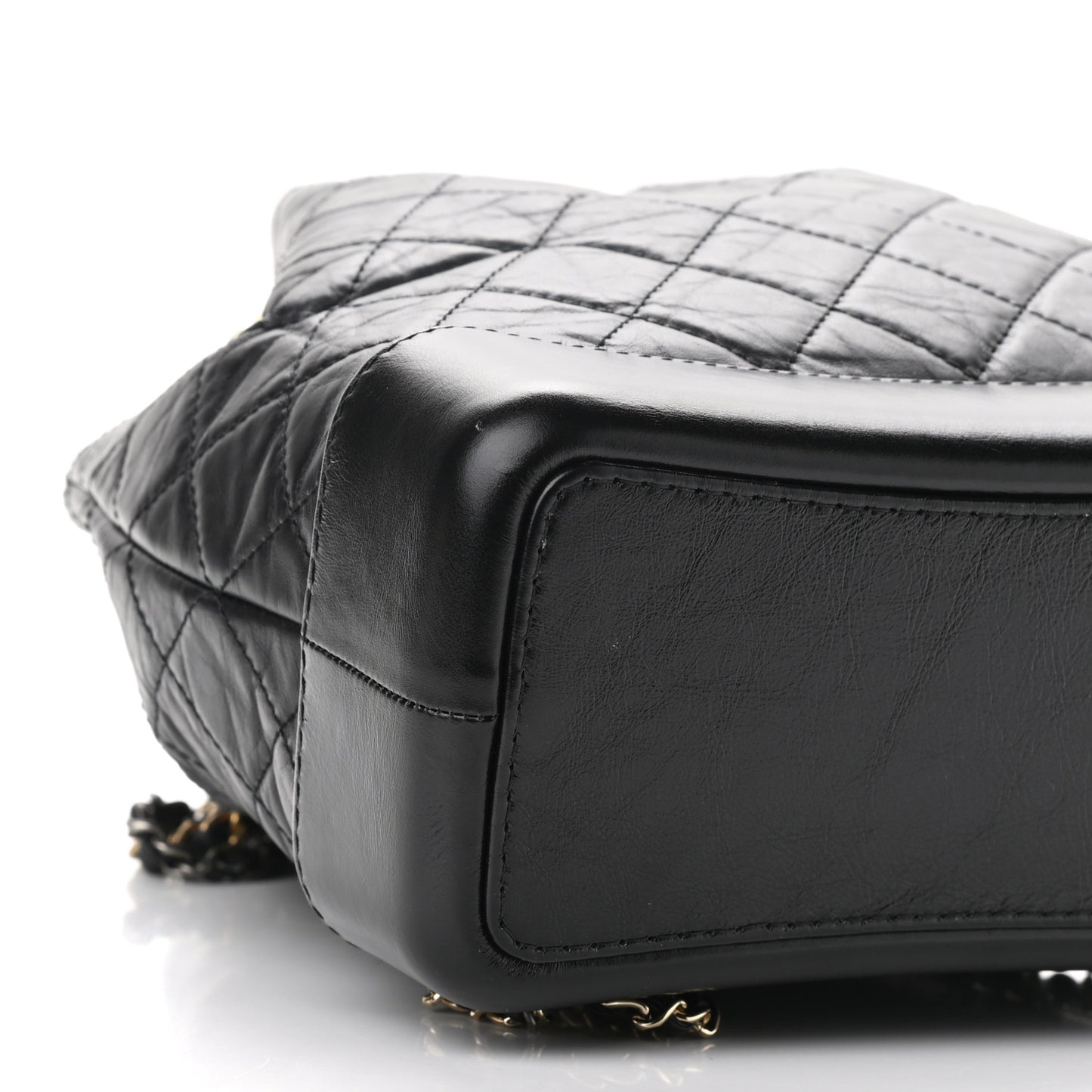 Aged Calfskin Quilted Gabrielle Backpack Black