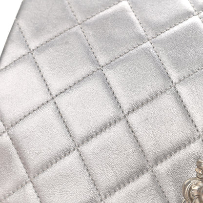 Chanel Metallic Lambskin Quilted Medium Leo Lion Flap Clutch Silver 12 of 12