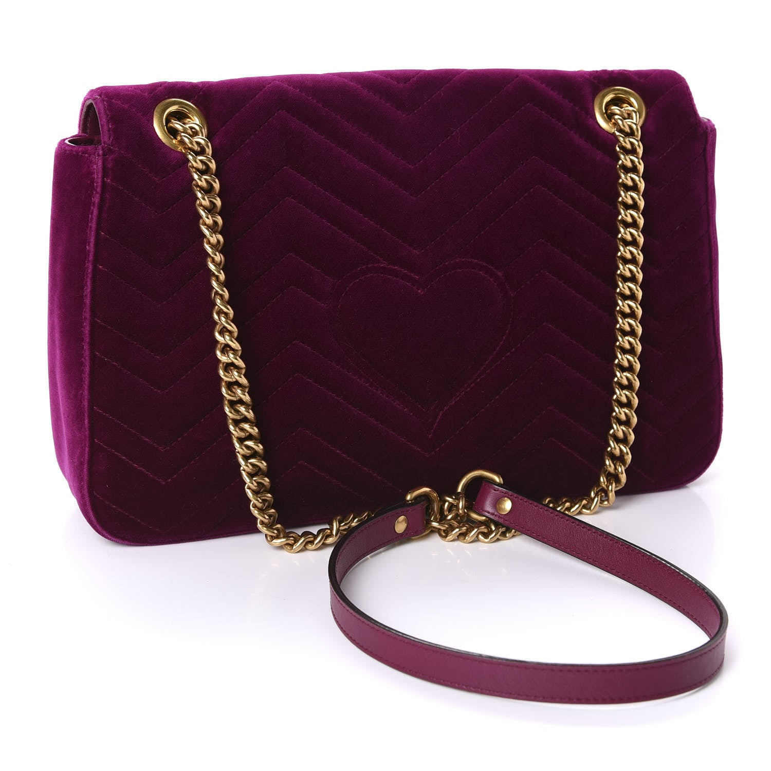 Gucci Velvet Matelasse Medium GG Marmont Shoulder Bag Fuchsia Violet Cyclamen 3 of 11