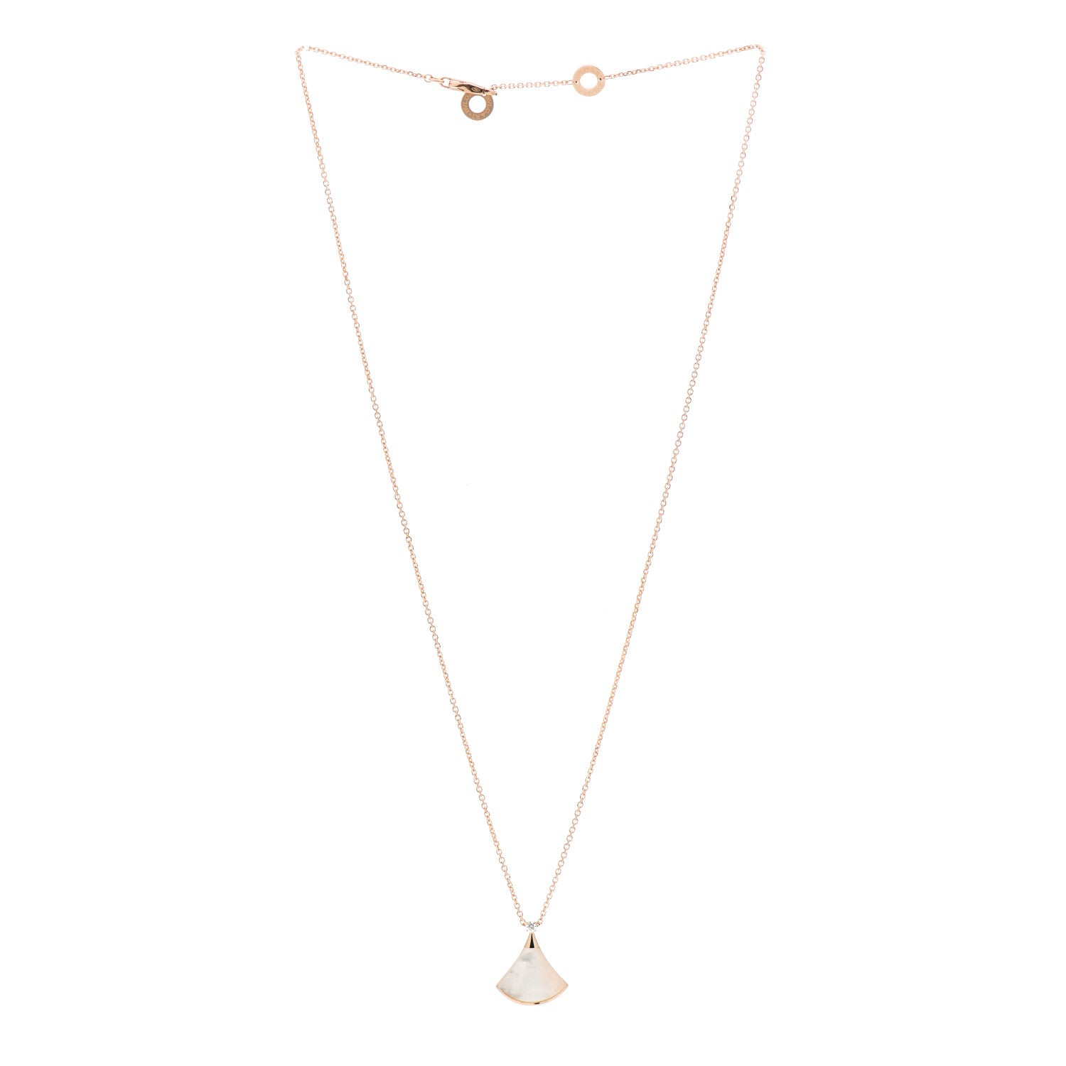 Bulgari 18K Rose Gold Diamond Mother of Pearl Small Divas' Dream Pendant Necklace 2 of 5
