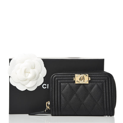 Chanel Caviar Quilted Boy Zip Around Coin Purse Wallet Black 10 of 10