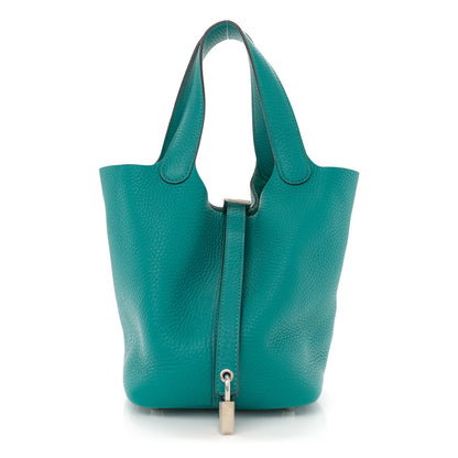 Hermes Taurillon Clemence Picotin Lock 18 PM Bleu Paon 1 of 10