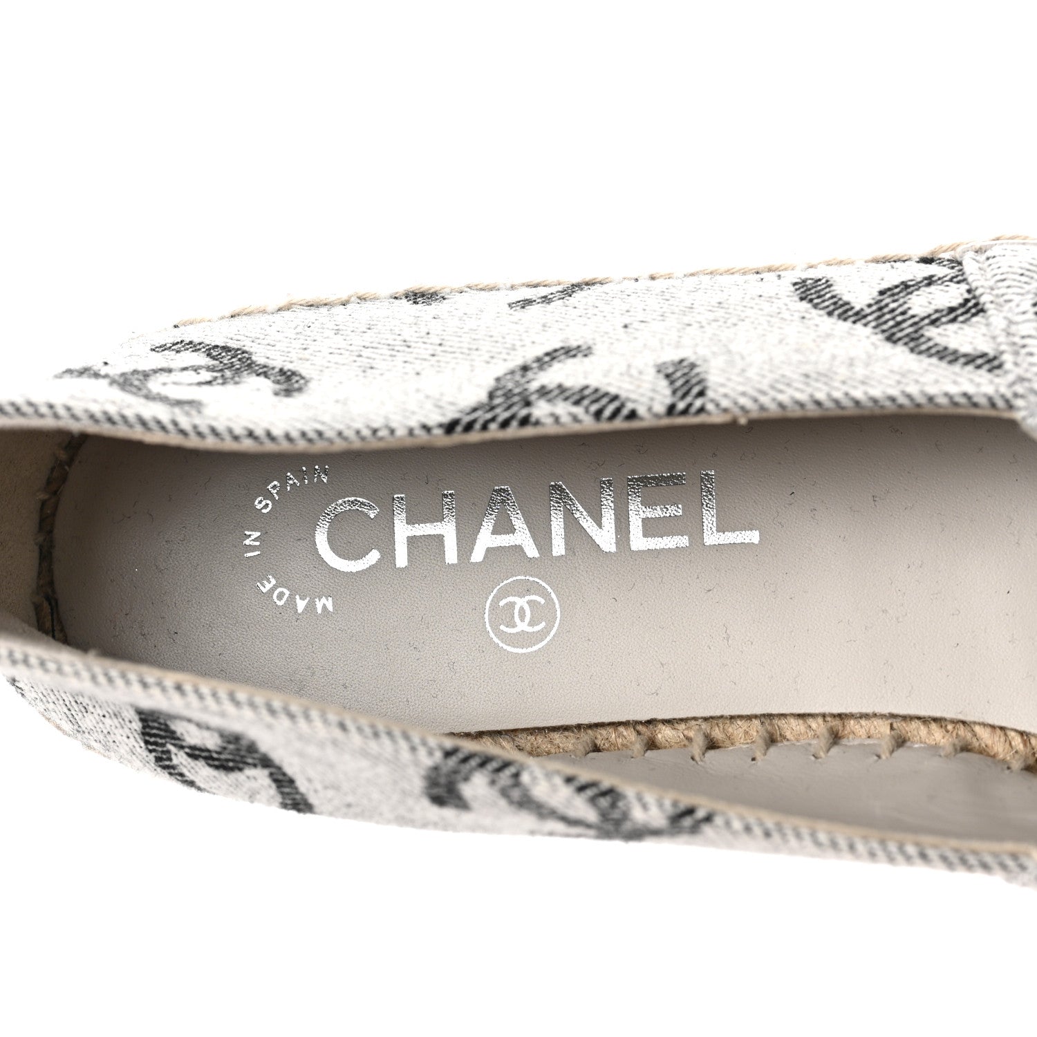 Chanel Cotton Jacquard Grosgrain CC Print Espadrilles 40 Grey Black 8 of 8
