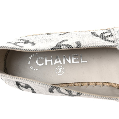 Chanel Cotton Jacquard Grosgrain CC Print Espadrilles 40 Grey Black 8 of 8