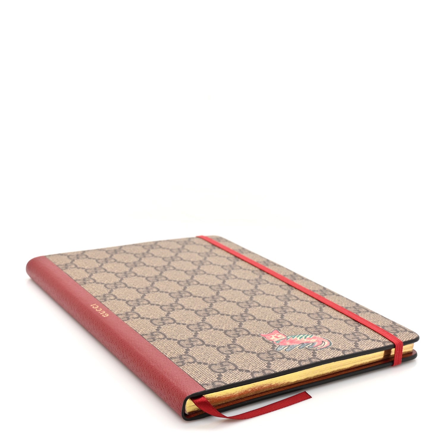 Gucci GG Supreme Monogram Pattern Red Cat Notebook Beige Multicolor New Acero 4 of 7