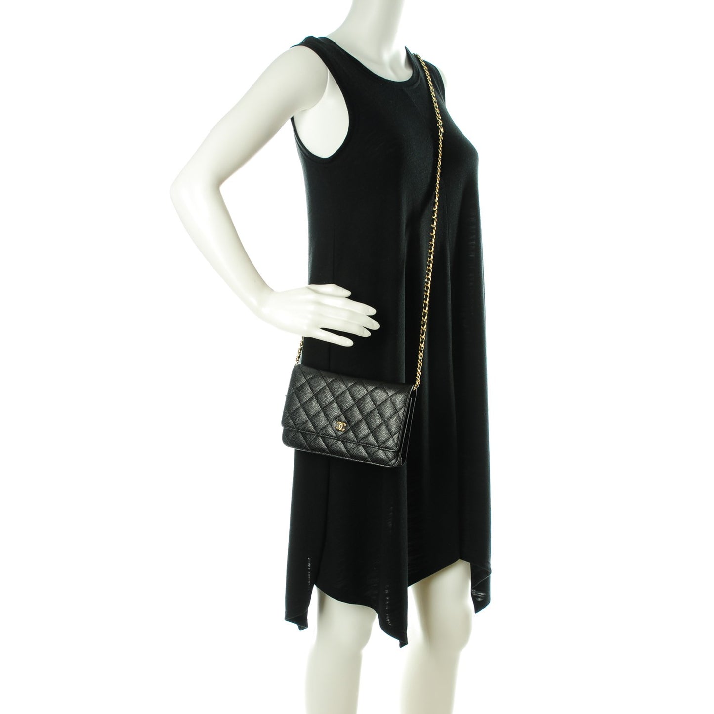 Caviar Quilted Wallet On Chain WOC Black