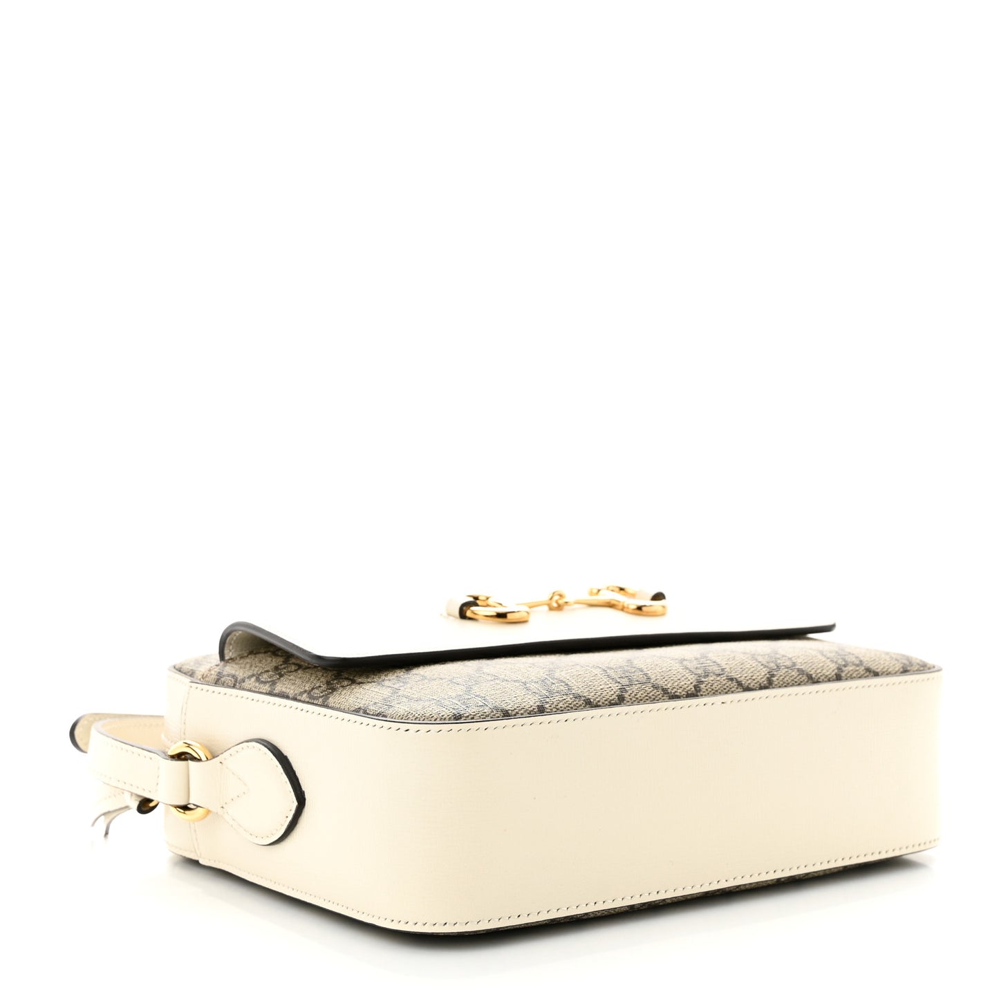 GG Supreme Monogram Small Horsebit 1955 Shoulder Bag Beige Mystic White