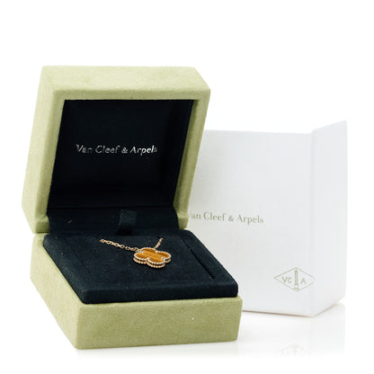 Van Cleef & Arpels 18K Yellow Gold Tiger Eye Vintage Alhambra Pendant Necklace 6 of 6