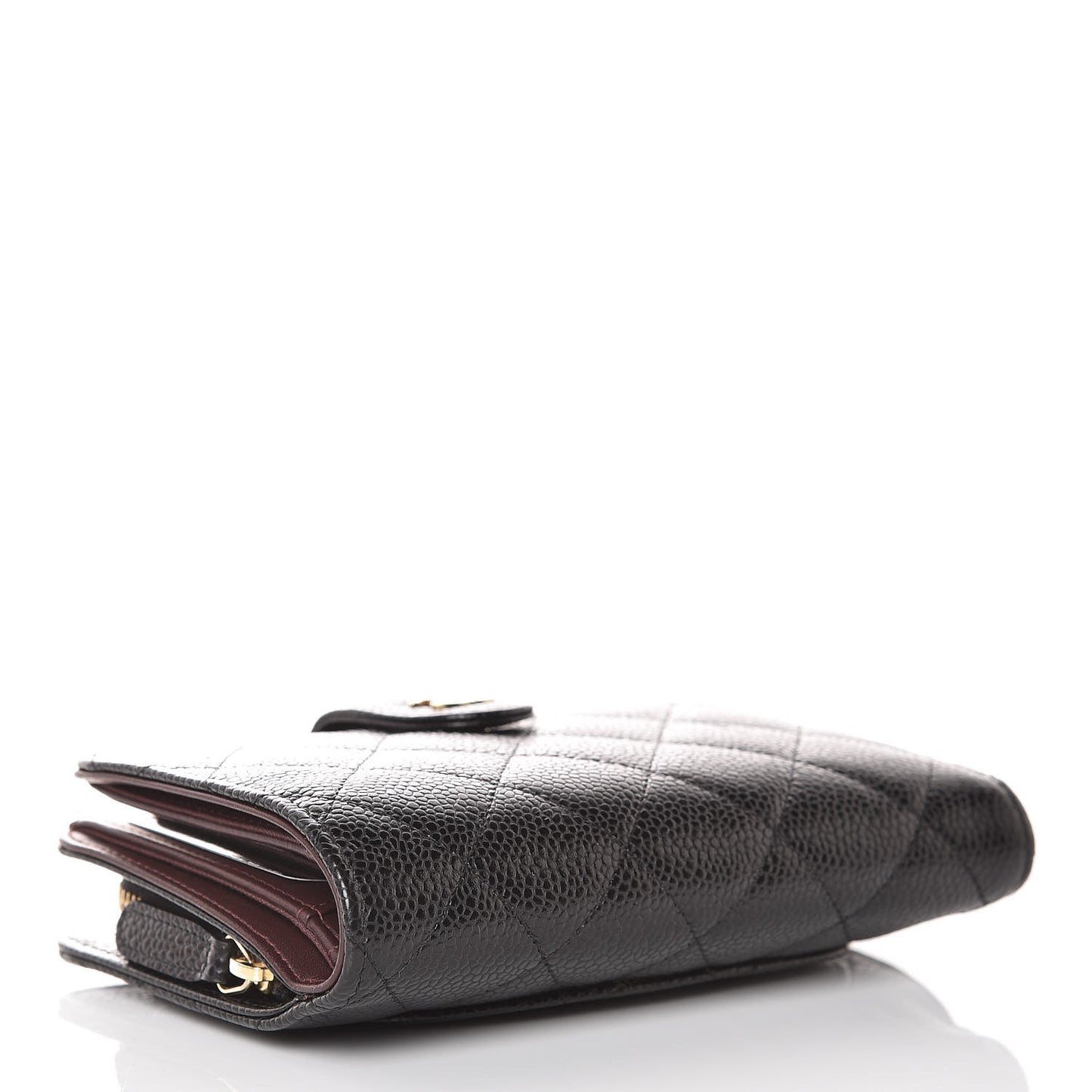 Caviar Quilted Zipped Pocket Wallet Black