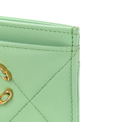 Chanel Shiny Goatskin Quilted Chanel 19 Card Holder Green 11 of 12