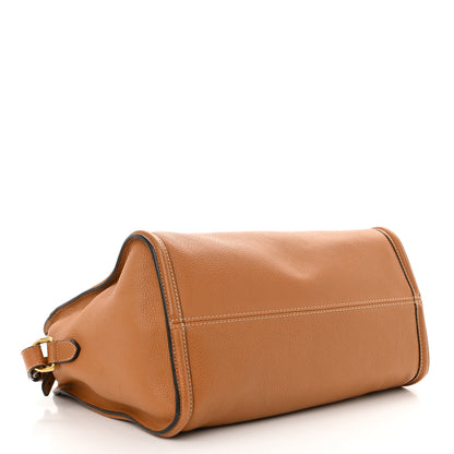 Alexander McQueen Pebbled Calfskin Small Skull Padlock Zip Around Tote Cognac 4 of 17