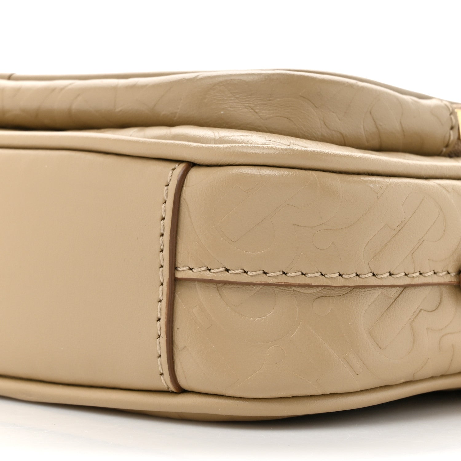 Burberry Calfskin Embossed Monogram Camera Chain Bag Honey 9 of 13