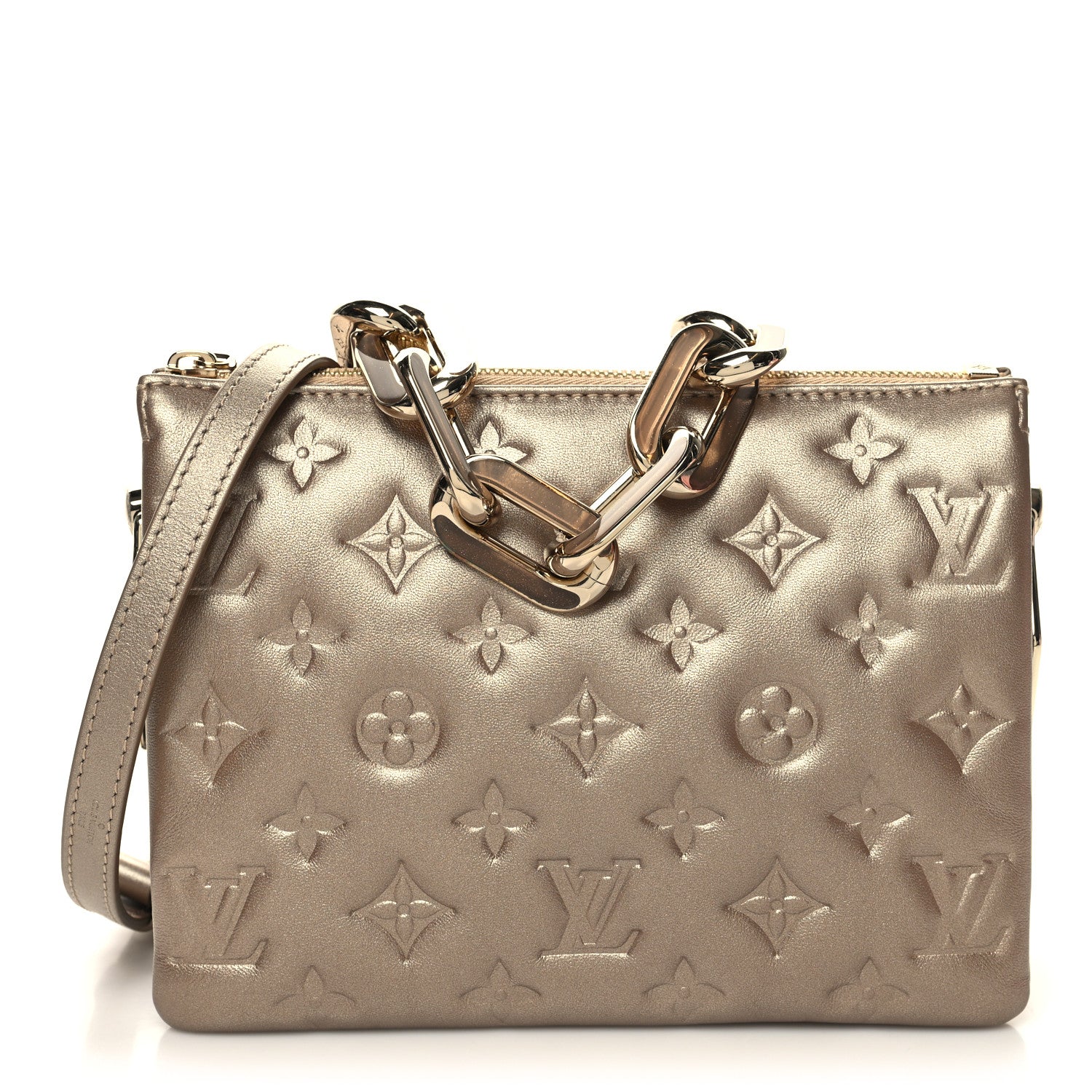 Louis Vuitton Metallic Lambskin Embossed Monogram Coussin BB Light Gold 1 of 10
