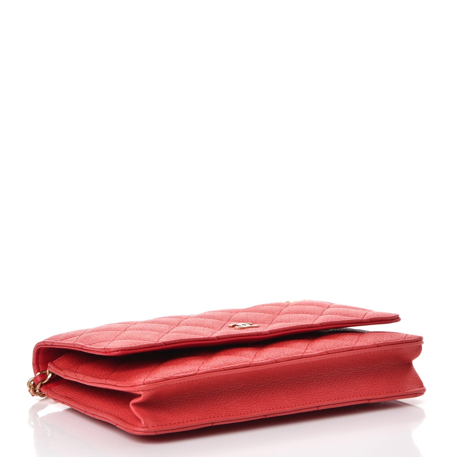 Chanel Letter Calfskin Embossed Quilted Wallet On Chain WOC Red 4 of 8