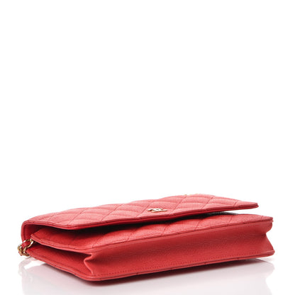 Chanel Letter Calfskin Embossed Quilted Wallet On Chain WOC Red 4 of 8