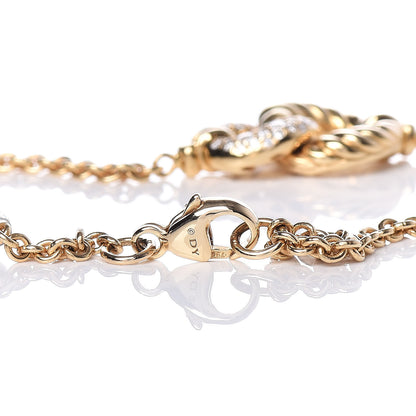 David Yurman 18K Yellow Gold Diamond Belmont Single Station Bracelet 5 of 6