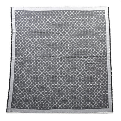 Louis Vuitton Wool Silk Monogram Denim Shawl Black 1 of 6