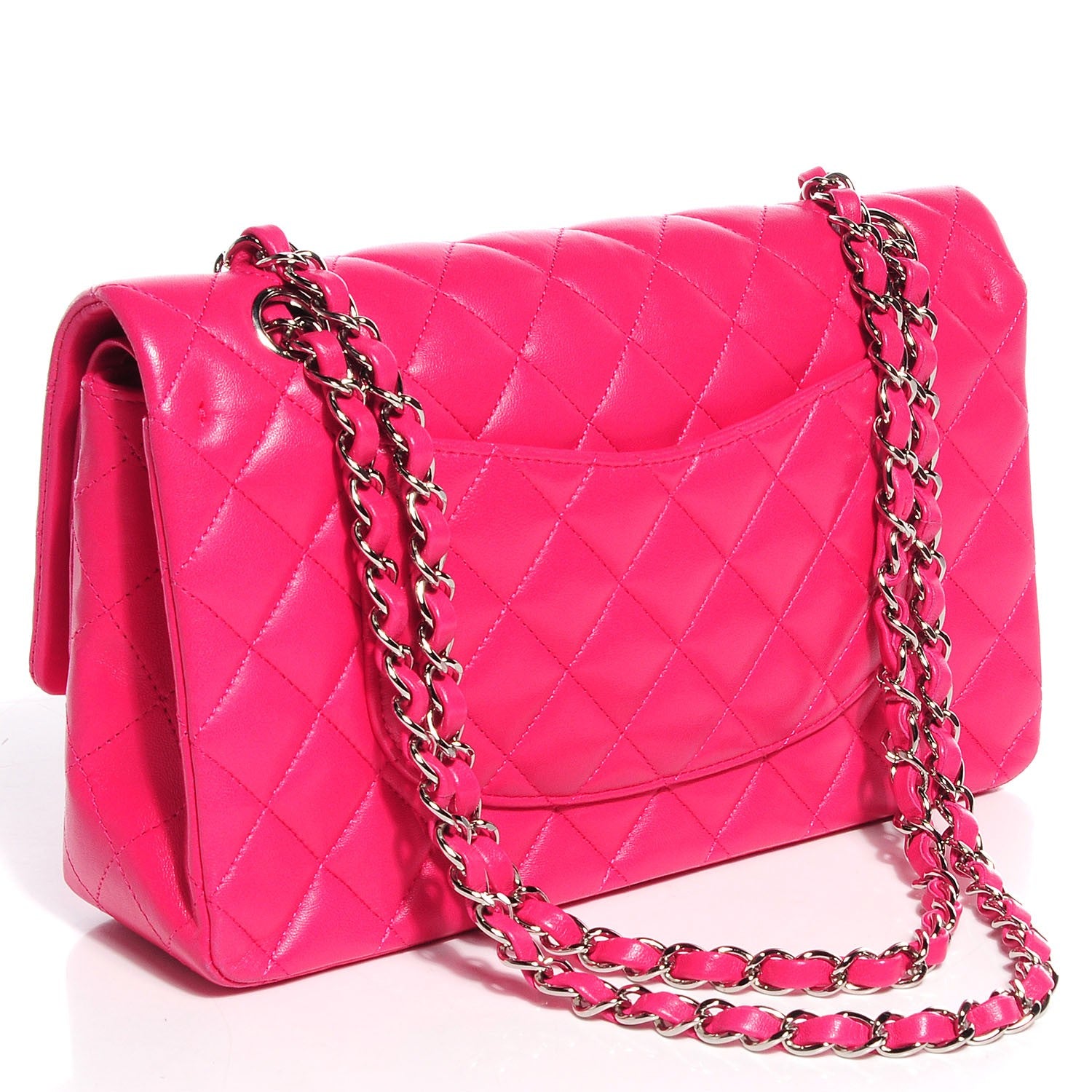 Chanel Lambskin Quilted Medium Double Flap Dark Pink 3 of 8