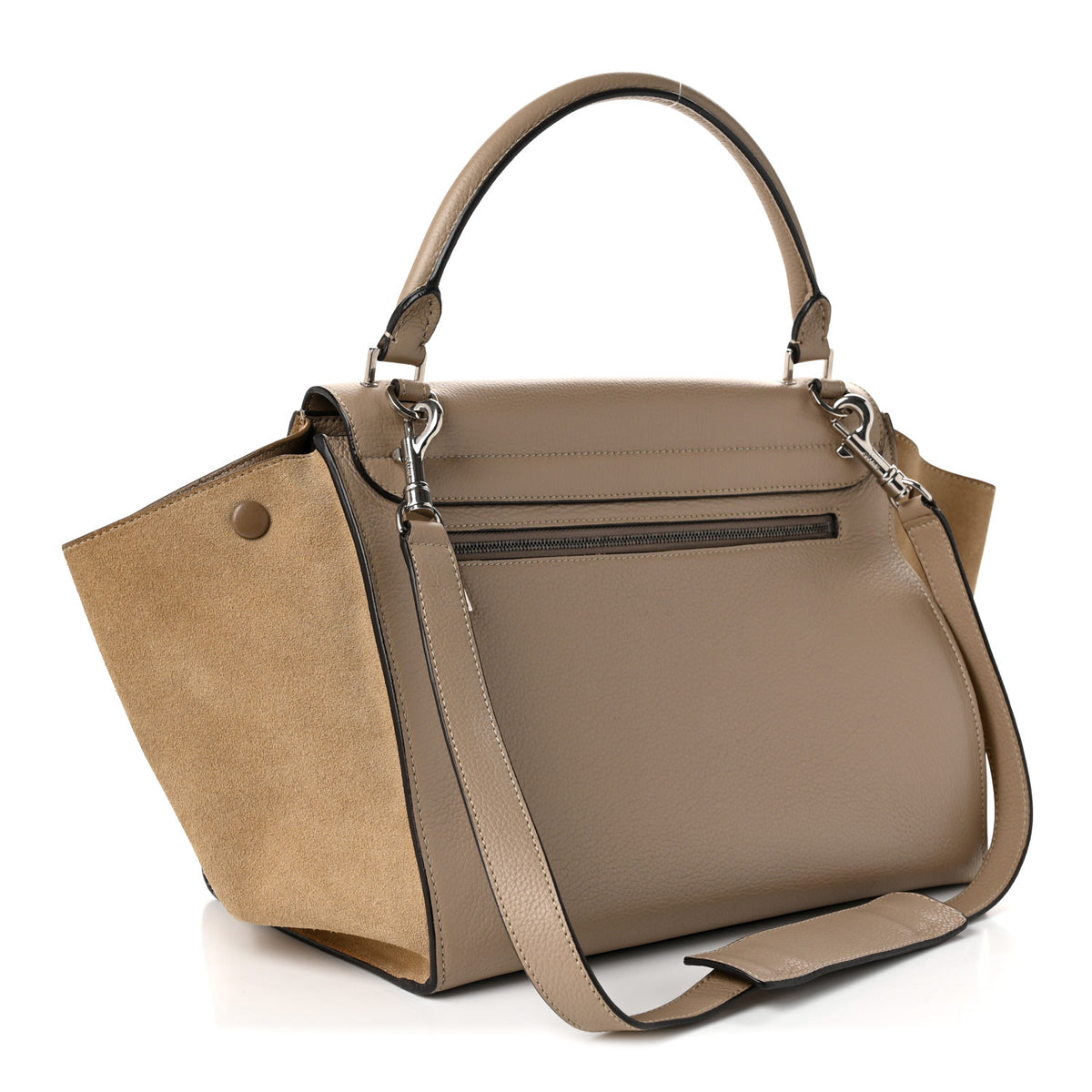 Celine Drummed Calfskin Suede Medium Trapeze Dune 3 of 11