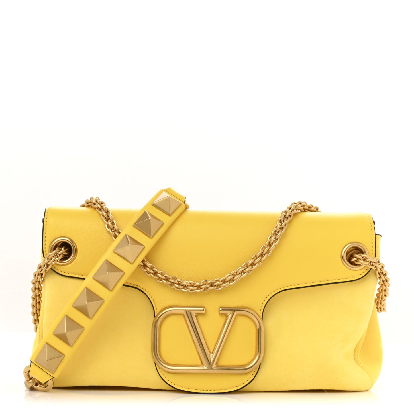 Nappa Stud Sign Shoulder Bag Bright Lemon