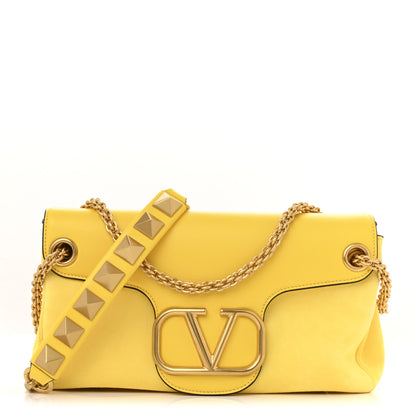 Valentino Garavani Nappa Stud Sign Shoulder Bag Bright Lemon 1 of 13
