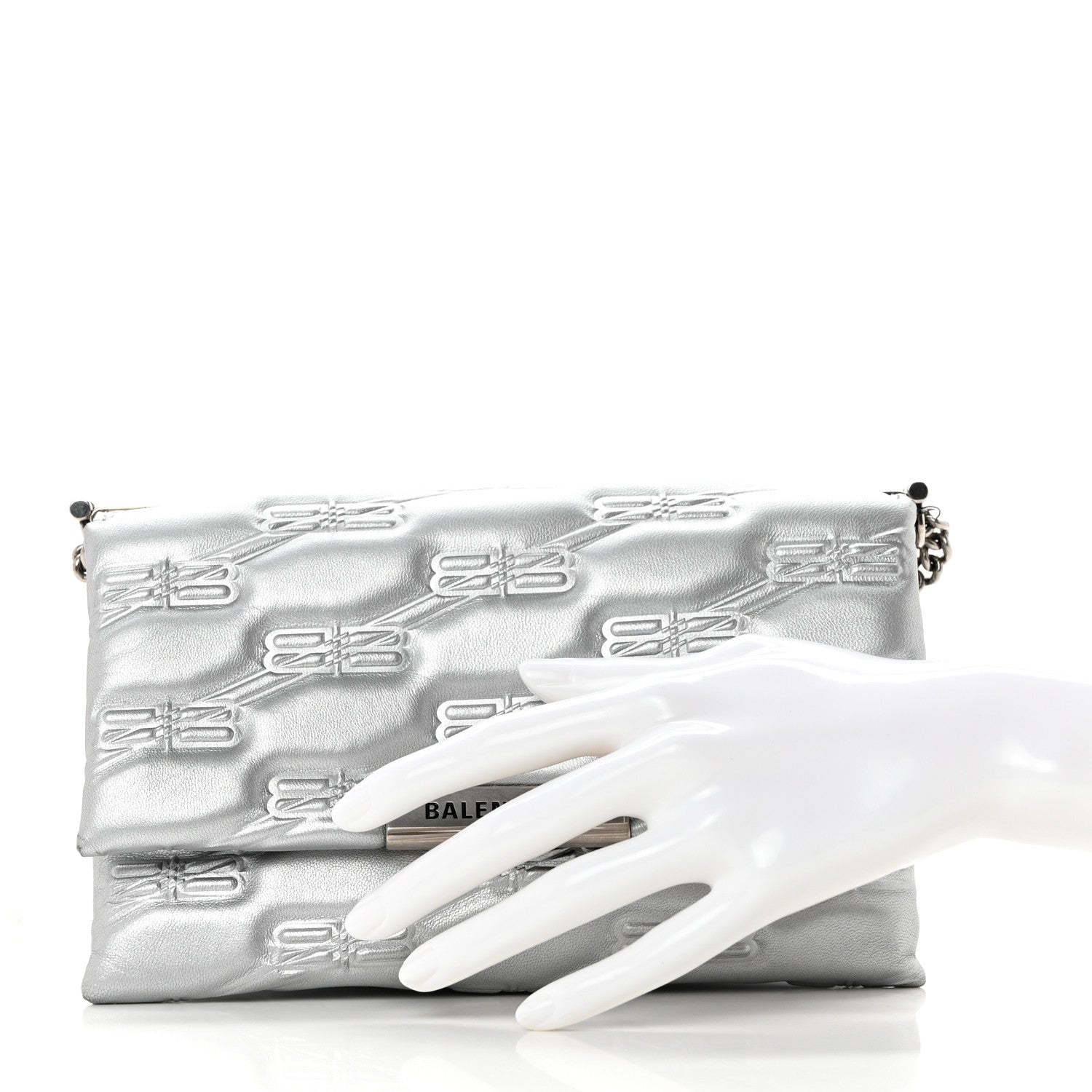 Balenciaga Nappa Allover License BB Monogram Embossed Small Triplet Bag Silver 2 of 9