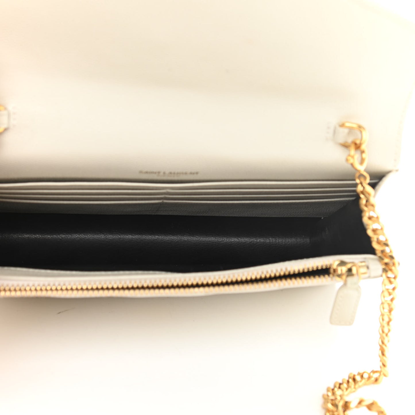Grain De Poudre Matelasse Chevron Monogram Envelope Chain Wallet Crema Soft