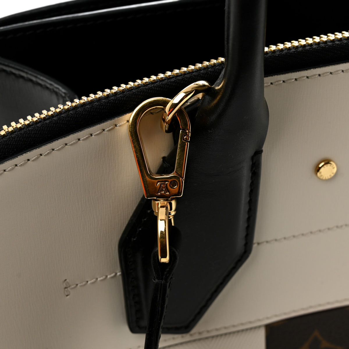 Calfskin Monogram Damier Tressage City Steamer MM Creme