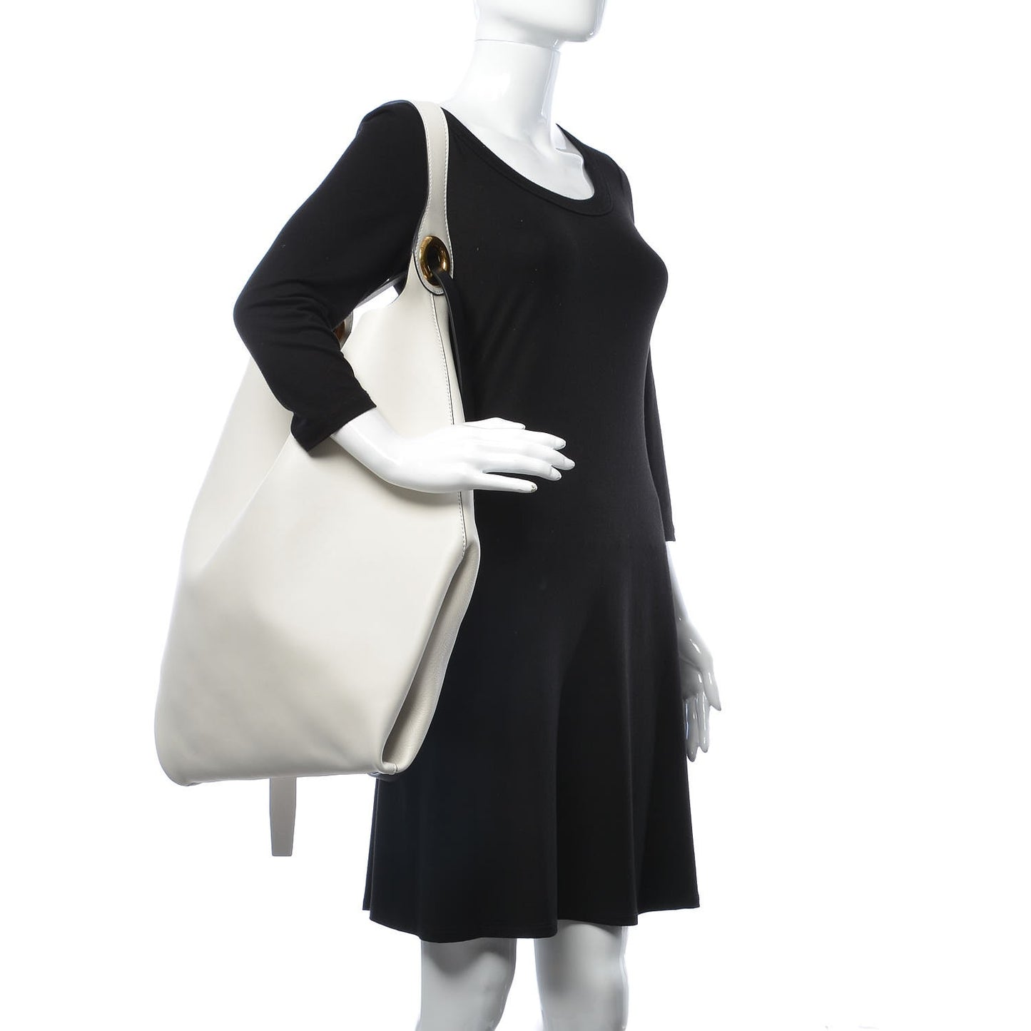 Calfskin Medium Grommet Hobo White