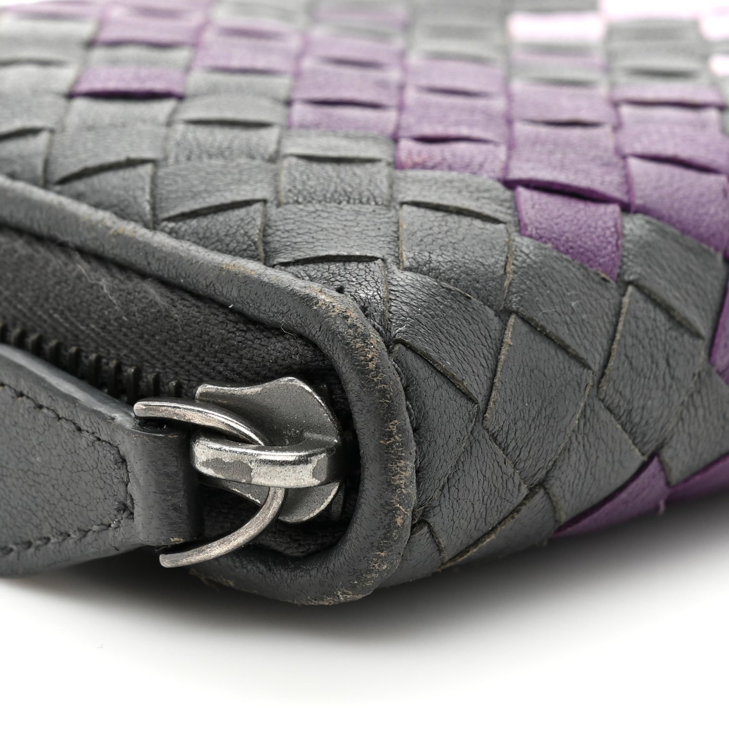 Nappa Intrecciato Zip Around Wallet Grey Multicolor