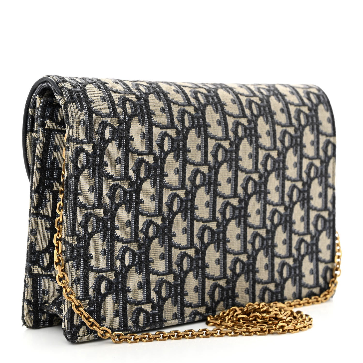 Christian Dior Oblique Saddle Chain Pouch Blue 3 of 17