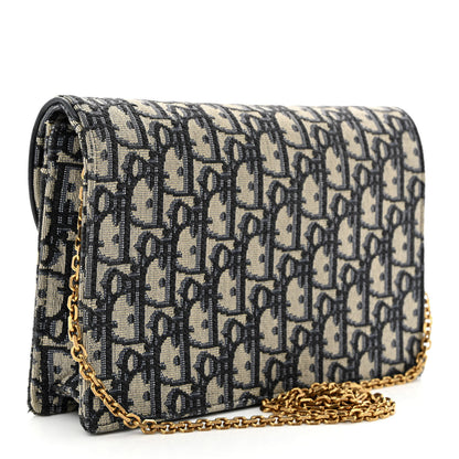 Christian Dior Oblique Saddle Chain Pouch Blue 3 of 17