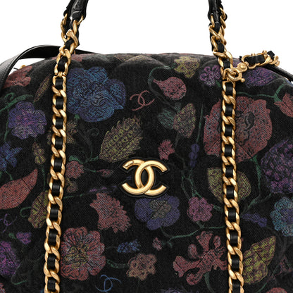 Chanel Denim Printed Destination Chenonceau Shoulder Bag Charcoal Multicolor 8 of 10