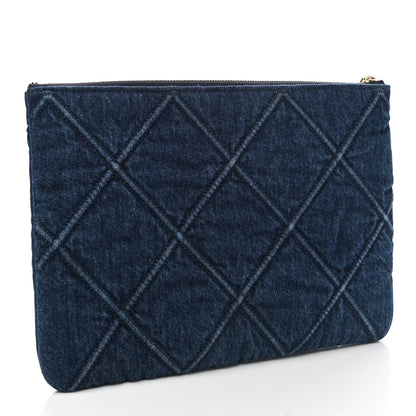 Chanel Denim Quilted Large Chanel 19 Pouch Dark Blue 3 of 8